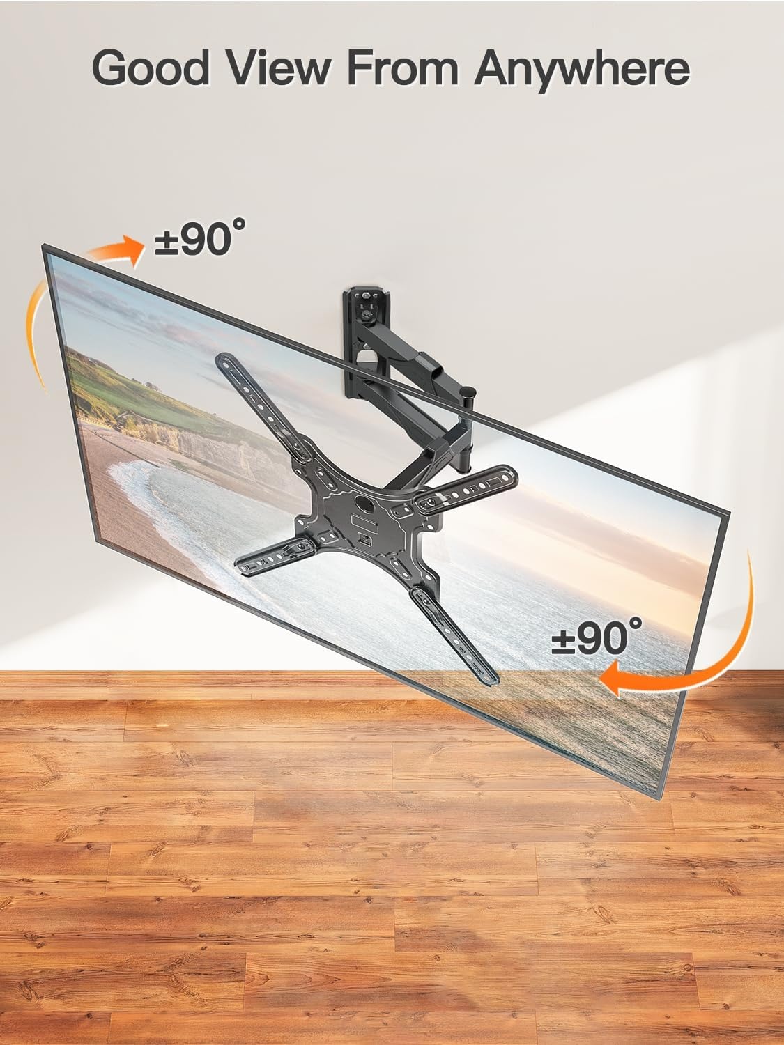 image:imageELIVED TV Wall Mount for Most 2660 Inch TVs Swivel and Tilt Full Motion TV Mount with Single Stud Perfect Center Design Wall Mount Bracket Max VESA 400x400mm Corner Mount Holds up to 77 lbsArm 155 TV 2660