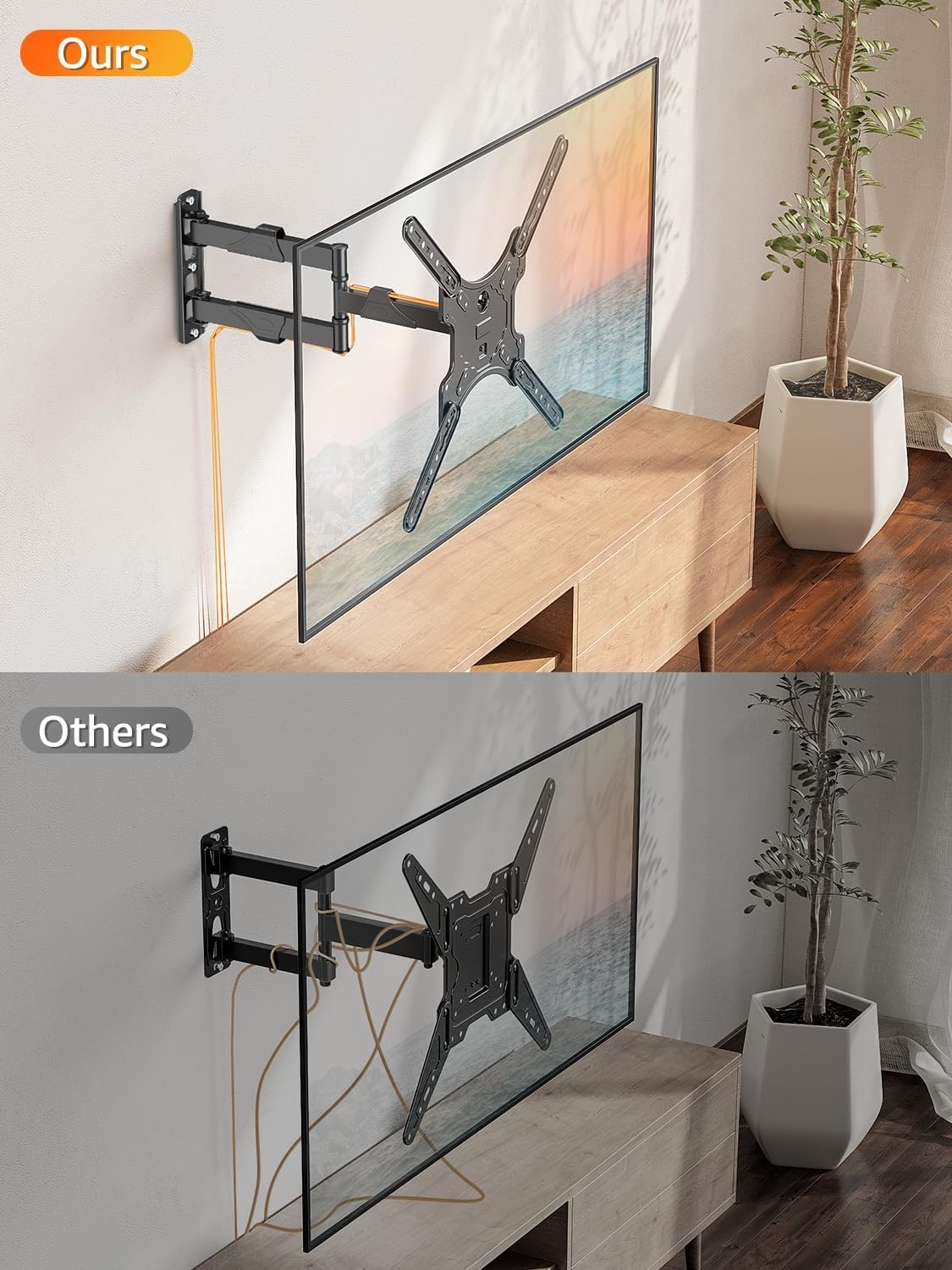 image:imageELIVED TV Wall Mount for Most 2660 Inch TVs Swivel and Tilt Full Motion TV Mount with Single Stud Perfect Center Design Wall Mount Bracket Max VESA 400x400mm Corner Mount Holds up to 77 lbsArm 155 TV 2660