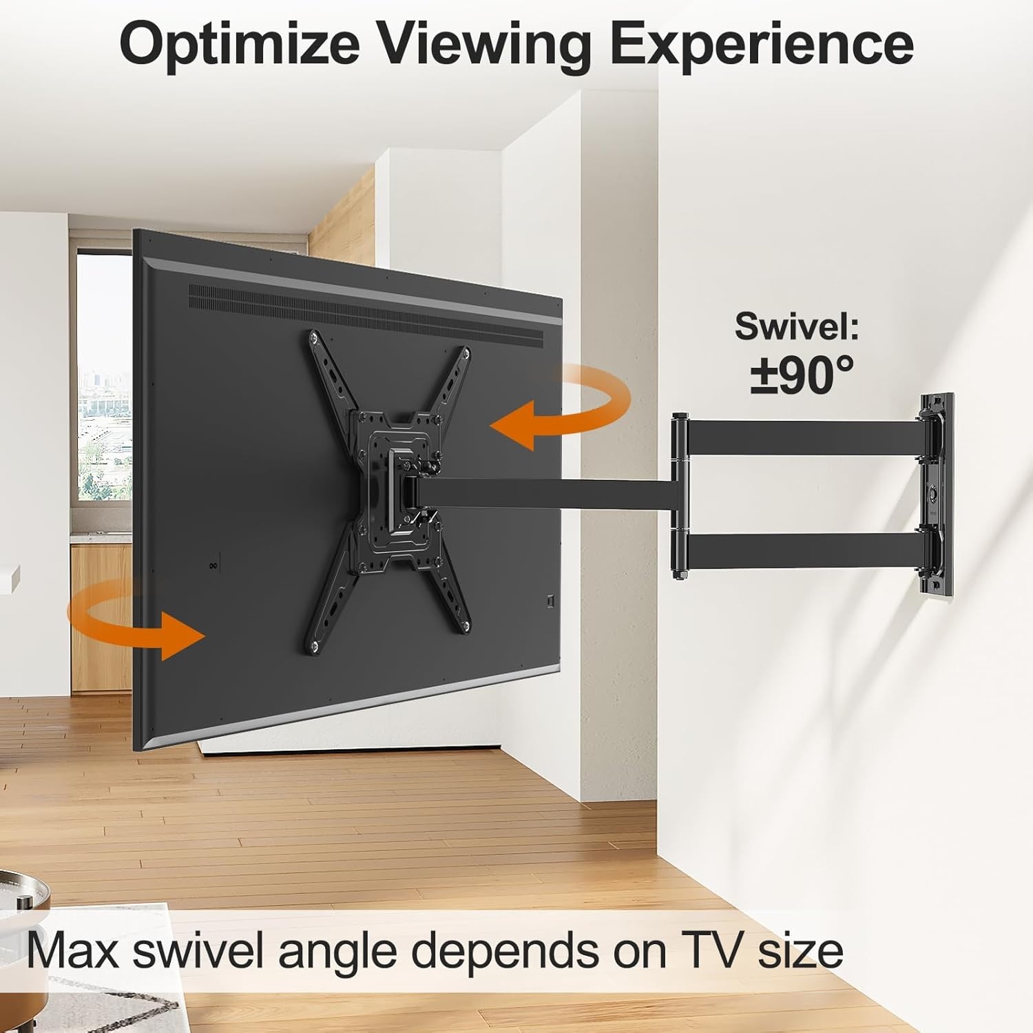image:imageELIVED TV Wall Mount for Most 2660 Inch TVs Swivel and Tilt Full Motion TV Mount with Single Stud Perfect Center Design Wall Mount Bracket Max VESA 400x400mm Corner Mount Holds up to 77 lbsLong Arm 313 TV 3265