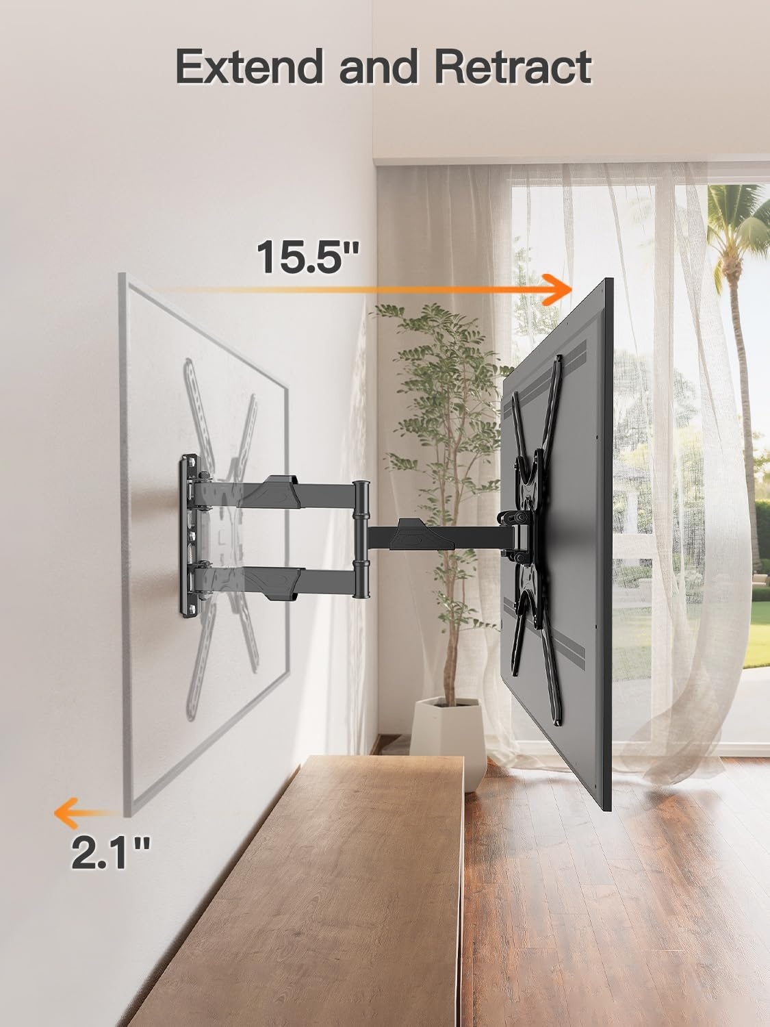 image:imageELIVED TV Wall Mount for Most 2660 Inch TVs Swivel and Tilt Full Motion TV Mount with Single Stud Perfect Center Design Wall Mount Bracket Max VESA 400x400mm Corner Mount Holds up to 77 lbsArm 155 TV 2660