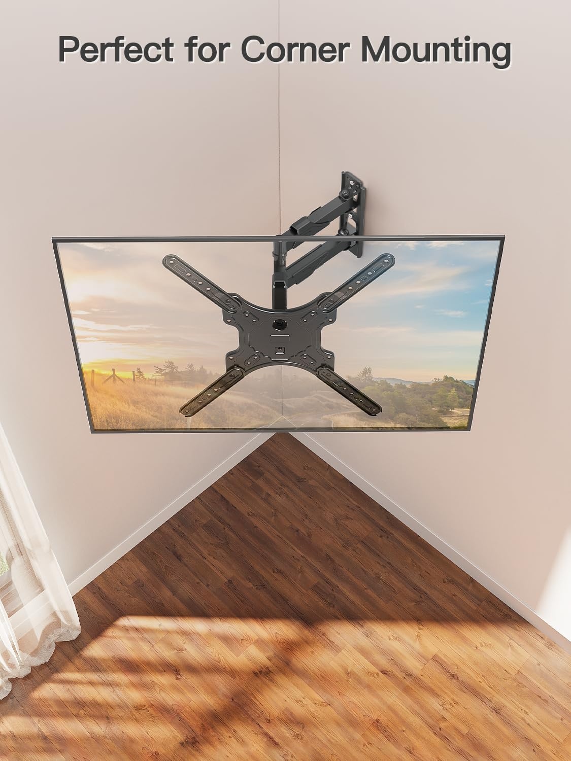 image:imageELIVED TV Wall Mount for Most 2660 Inch TVs Swivel and Tilt Full Motion TV Mount with Single Stud Perfect Center Design Wall Mount Bracket Max VESA 400x400mm Corner Mount Holds up to 77 lbsArm 155 TV 2660