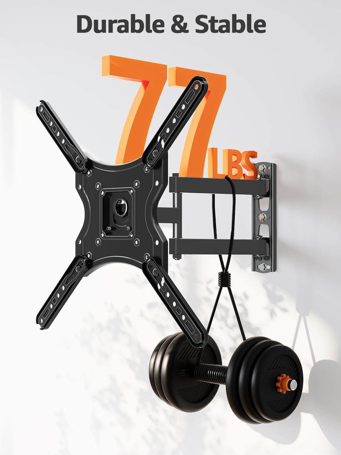 image:imageELIVED TV Wall Mount for Most 2660 Inch TVs Swivel and Tilt Full Motion TV Mount with Single Stud Perfect Center Design Wall Mount Bracket Max VESA 400x400mm Corner Mount Holds up to 77 lbsArm 16 TV 2660