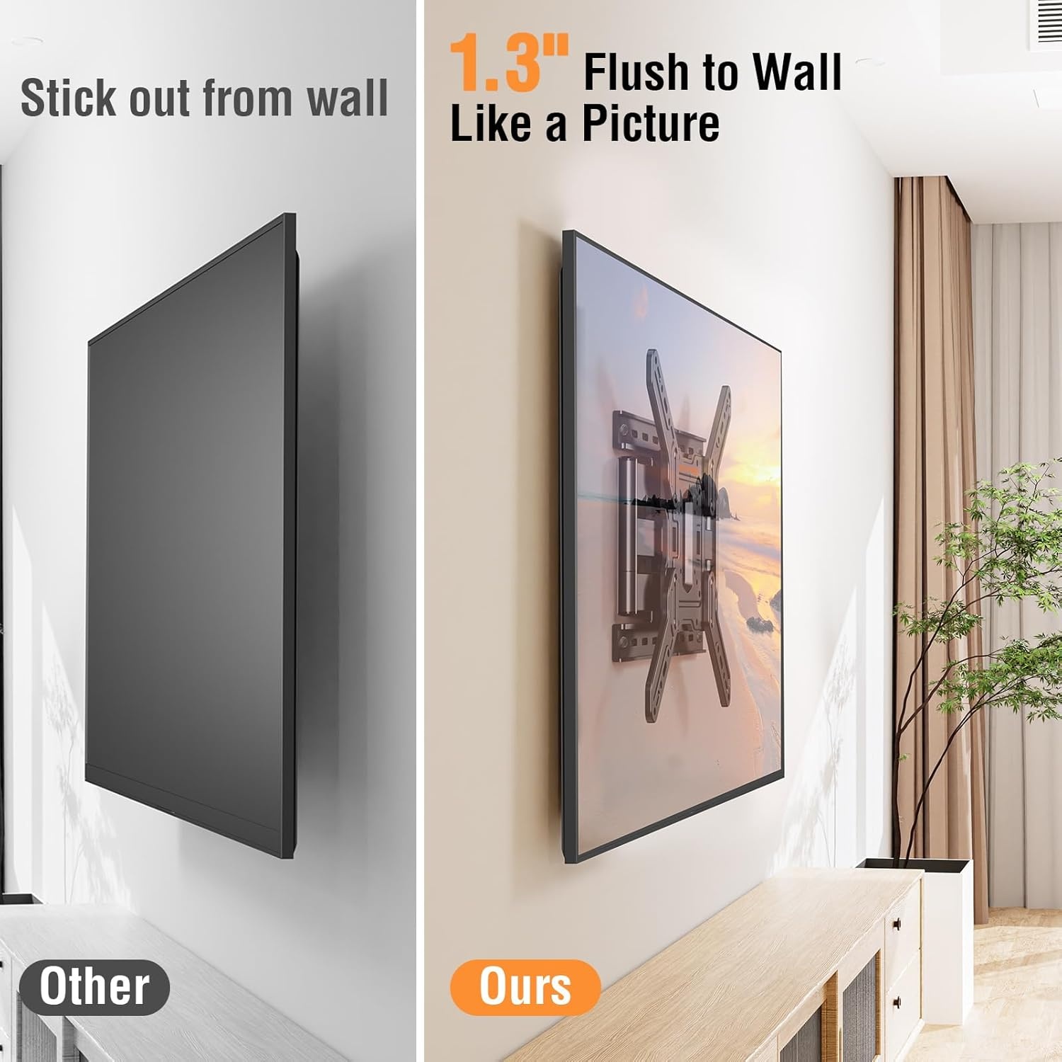 image:imageELIVED TV Wall Mount for Most 3782 Inch OLED QLED TVs 8 Ball Bearings Smooth Swivel Extend for Ultra Slim TVs Full Motion Wall Mount TV Bracket Max VESA 600x400mm 100 lbs Fits 16 Wood StudsTV 2660 Ultra Slim
