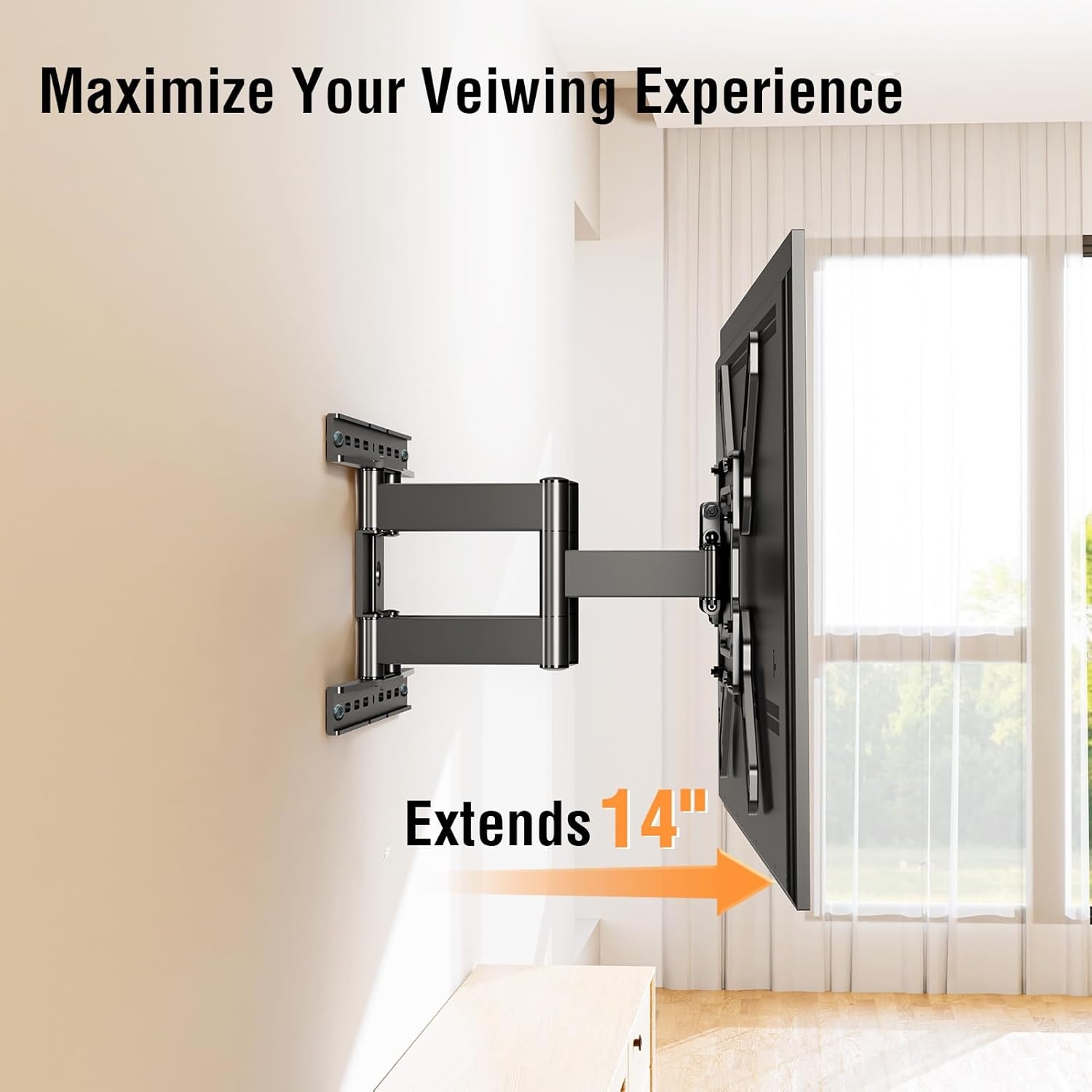 image:imageELIVED TV Wall Mount for Most 3782 Inch OLED QLED TVs 8 Ball Bearings Smooth Swivel Extend for Ultra Slim TVs Full Motion Wall Mount TV Bracket Max VESA 600x400mm 100 lbs Fits 16 Wood StudsTV 2660 Ultra Slim