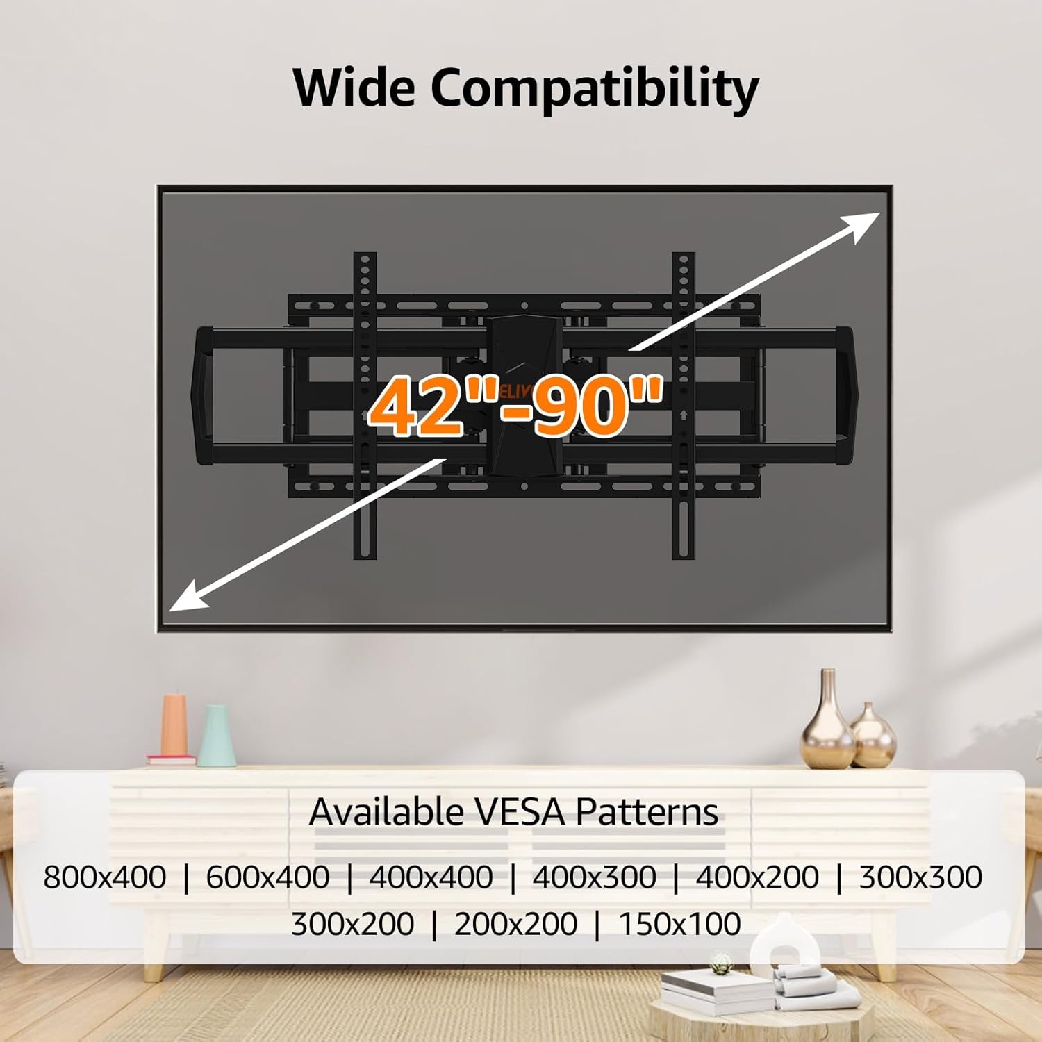 image:imageELIVED Tilting TV Wall Mount for Most 3785 TVs Up to 132 lbs Low Profile Tilt Mount Fits 241816 Wood Studs SpaceSaving Wall Mount tv Bracket Max VESA 600x400mmTV 4290 Arm 244