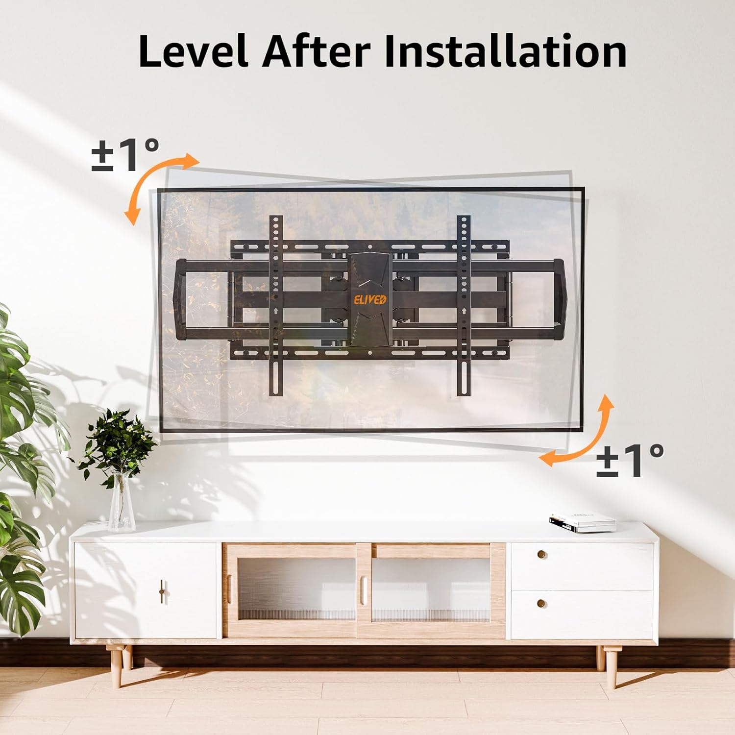image:imageELIVED Tilting TV Wall Mount for Most 3785 TVs Up to 132 lbs Low Profile Tilt Mount Fits 241816 Wood Studs SpaceSaving Wall Mount tv Bracket Max VESA 600x400mmTV 4290 Arm 244