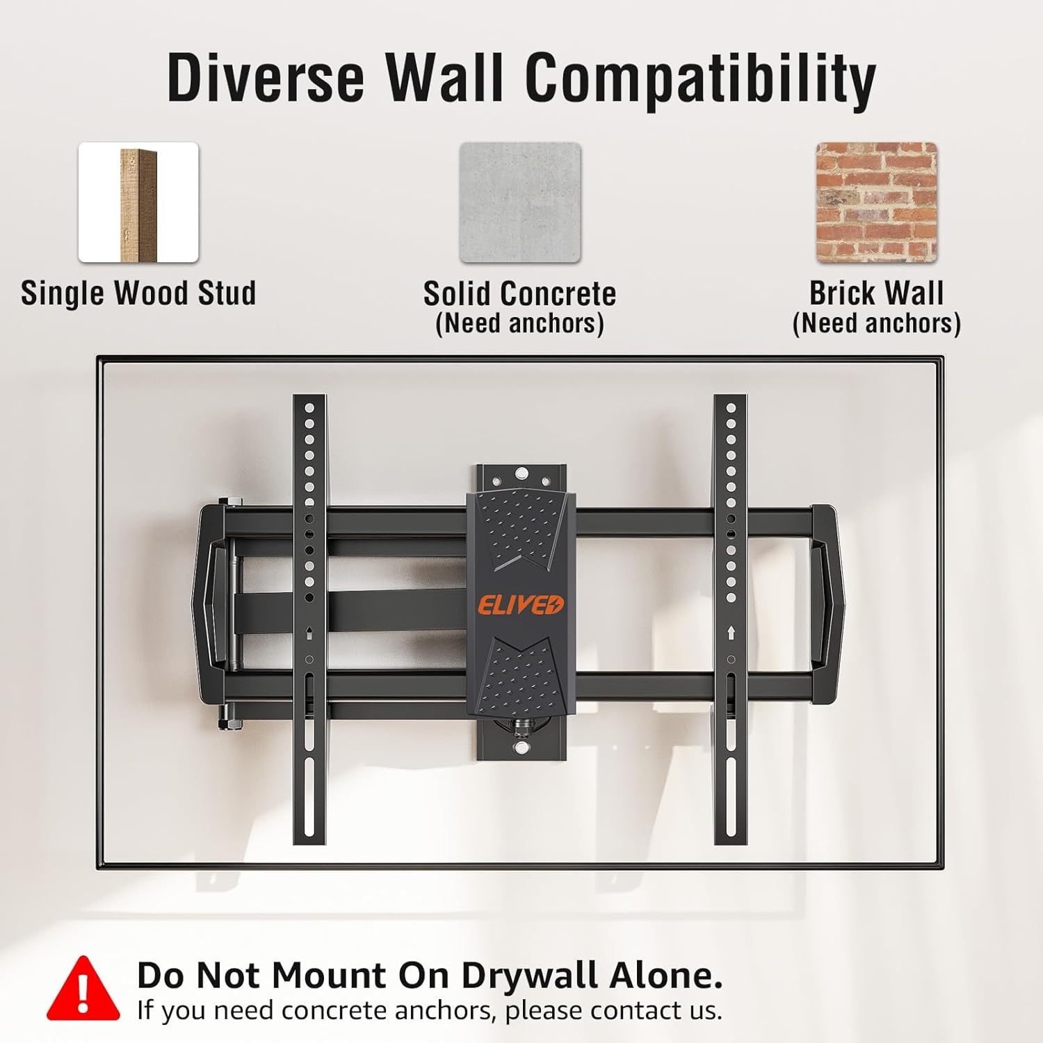image:imageELIVED Tilting TV Wall Mount for Most 3785 TVs Up to 132 lbs Low Profile Tilt Mount Fits 241816 Wood Studs SpaceSaving Wall Mount tv Bracket Max VESA 600x400mmTV 4275 Arm 32