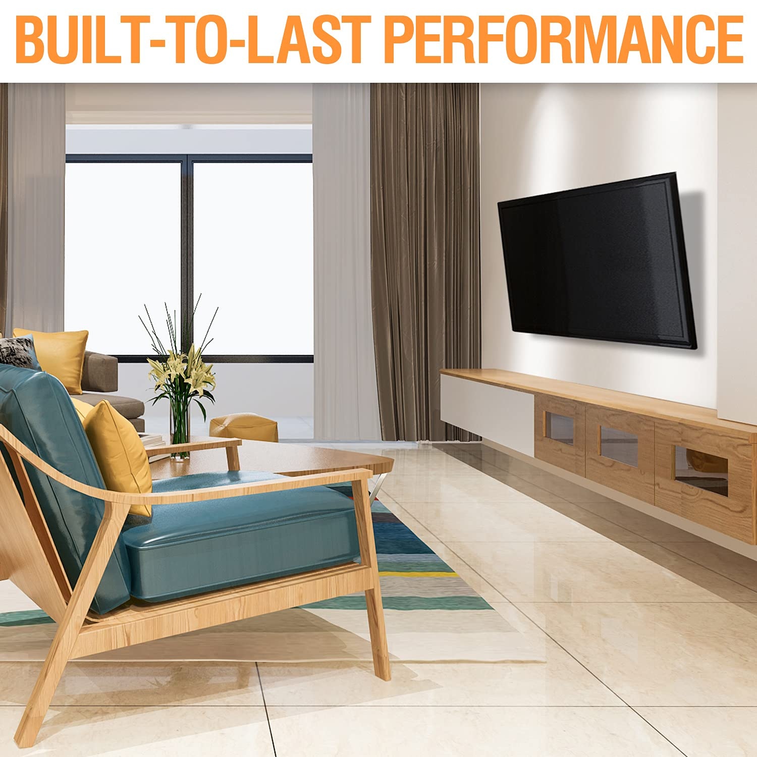 image:imageELIVED UL Listed TV Wall Mount for Most 3775 Inch Flat Screen Curved TVs Universal Tilting Mount fits 16 18 24 Studs Low Profile TV Bracket Max VESA 600x400mm Loading Capacity 99 lbs 45kg