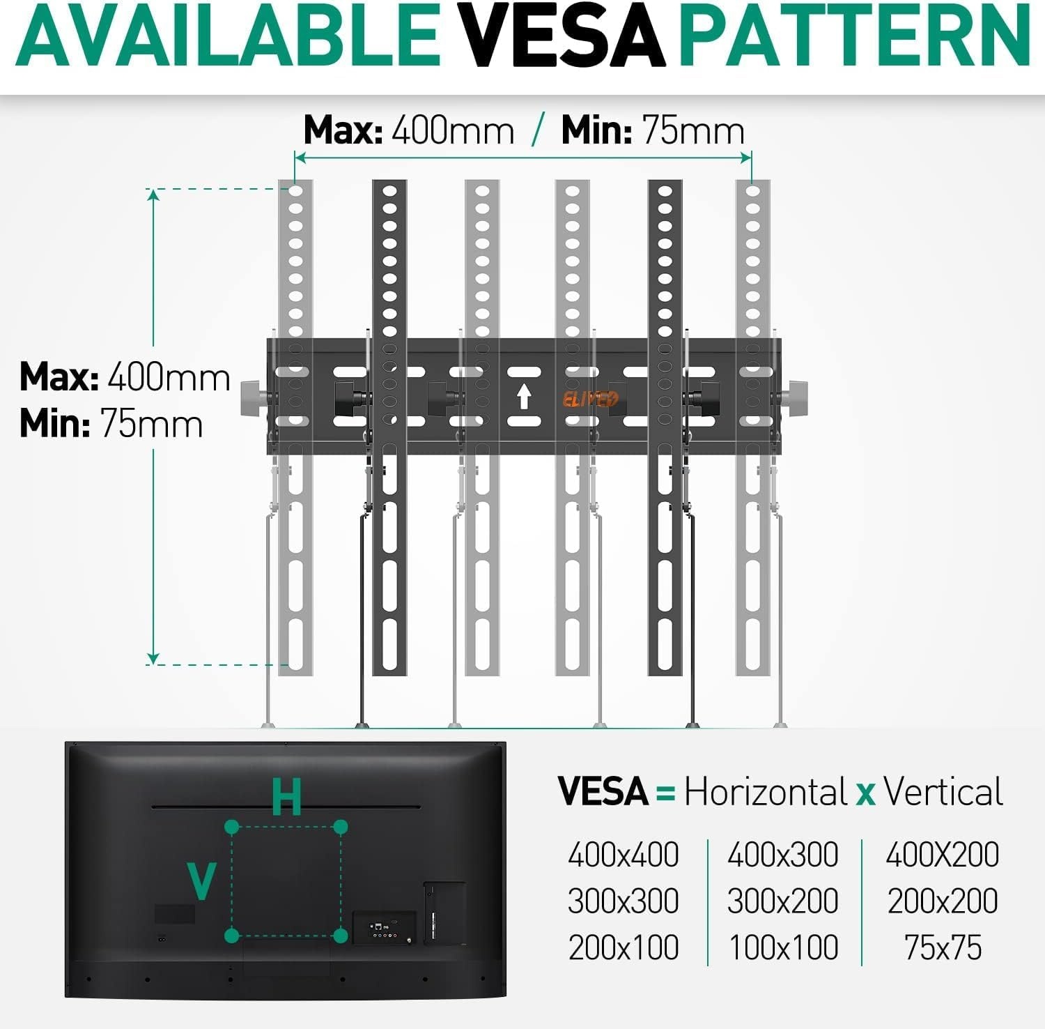 image:imageELIVED UL Listed Tilting TV Wall Mount Bracket Universal TV Mount Low Profile for 2655 Inch Flat Screen tvs Easy to Install with Tilting Knob Fits 1216 Studs Max VESA 400x400mm 99 lbs
