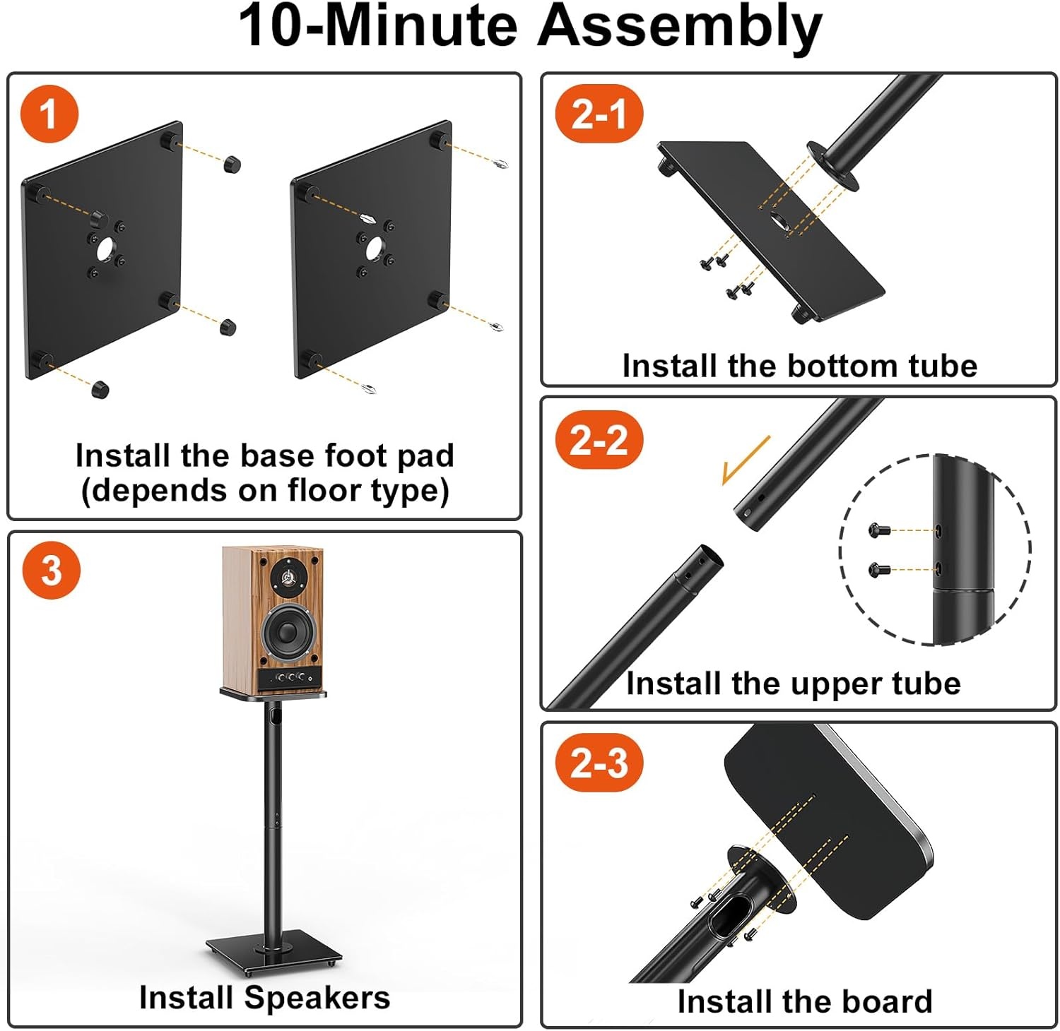 image:imageELIVED Universal Speaker Stand Pair 31 Inch Height Bookshelf Speaker Stands for Satellite Speaker Large Speaker Up to 22 lbs Surround Sound Speaker Stand with Cable Management BlackHeight 31
