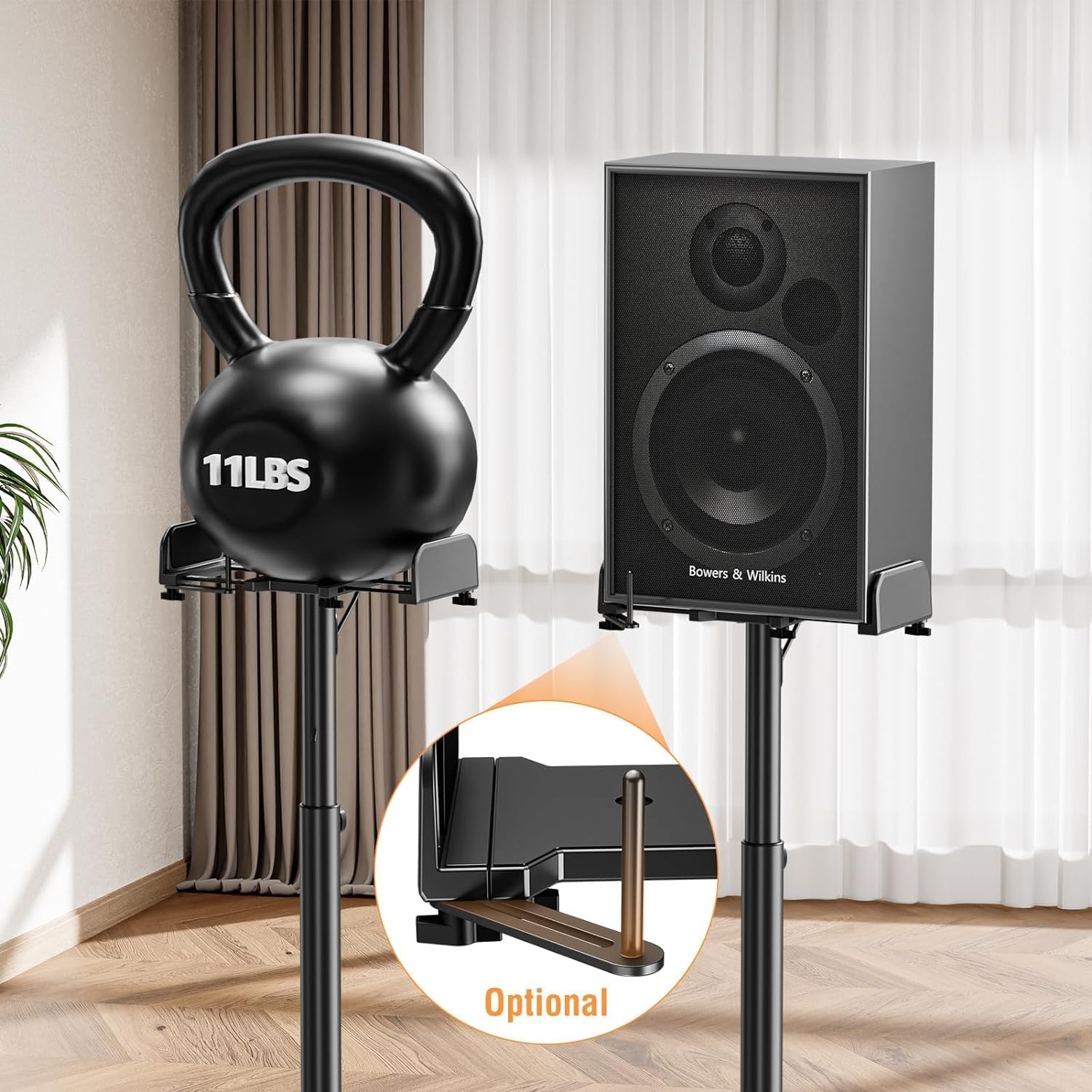 image:imageELIVED Universal Speaker Stand Pair 31 Inch Height Bookshelf Speaker Stands for Satellite Speaker Large Speaker Up to 22 lbs Surround Sound Speaker Stand with Cable Management BlackHeight 34433