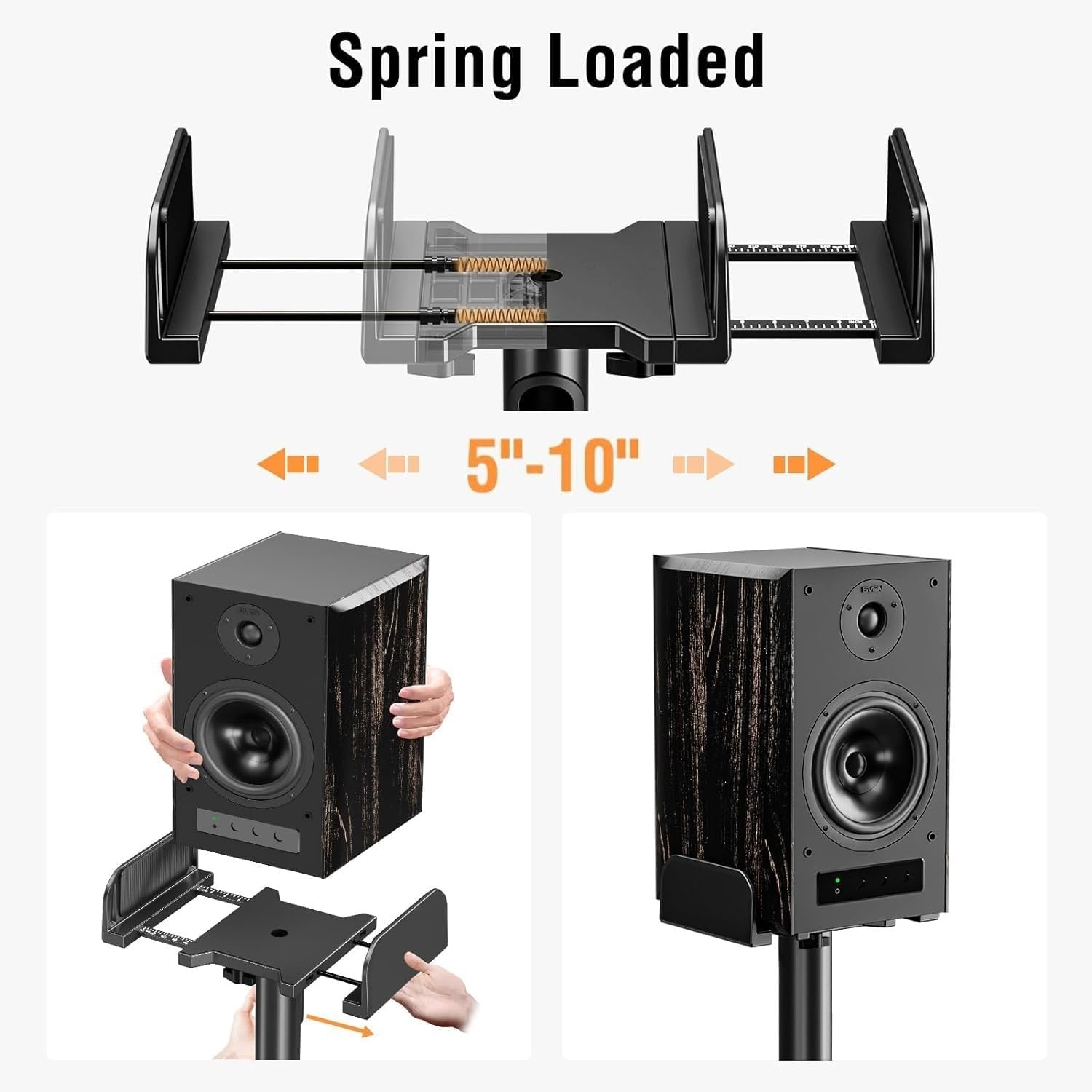 image:imageELIVED Universal Speaker Stand Pair 31 Inch Height Bookshelf Speaker Stands for Satellite Speaker Large Speaker Up to 22 lbs Surround Sound Speaker Stand with Cable Management BlackHeight 34433