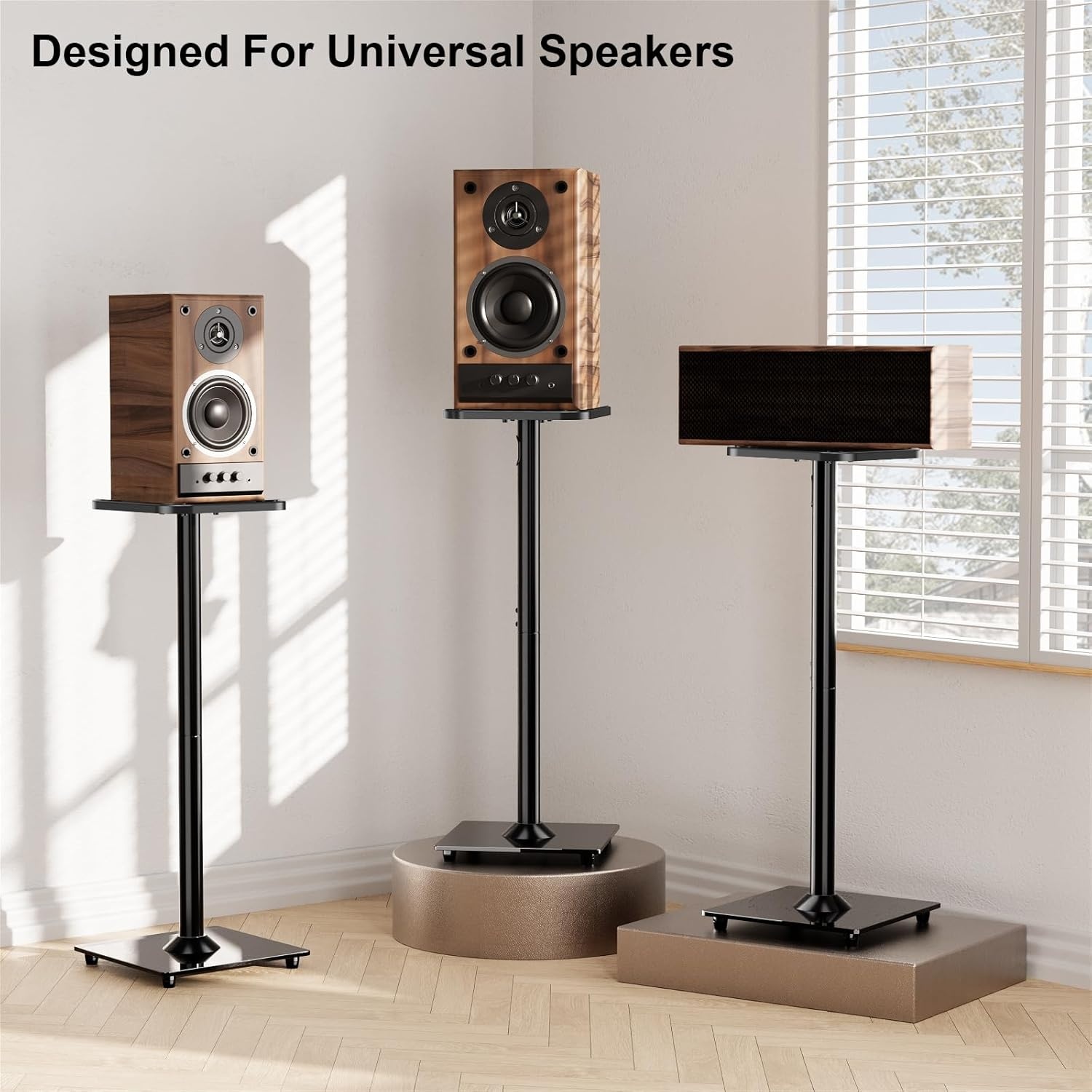 image:imageELIVED Universal Speaker Stand Pair 31 Inch Height Bookshelf Speaker Stands for Satellite Speaker Large Speaker Up to 22 lbs Surround Sound Speaker Stand with Cable Management BlackHeight 31