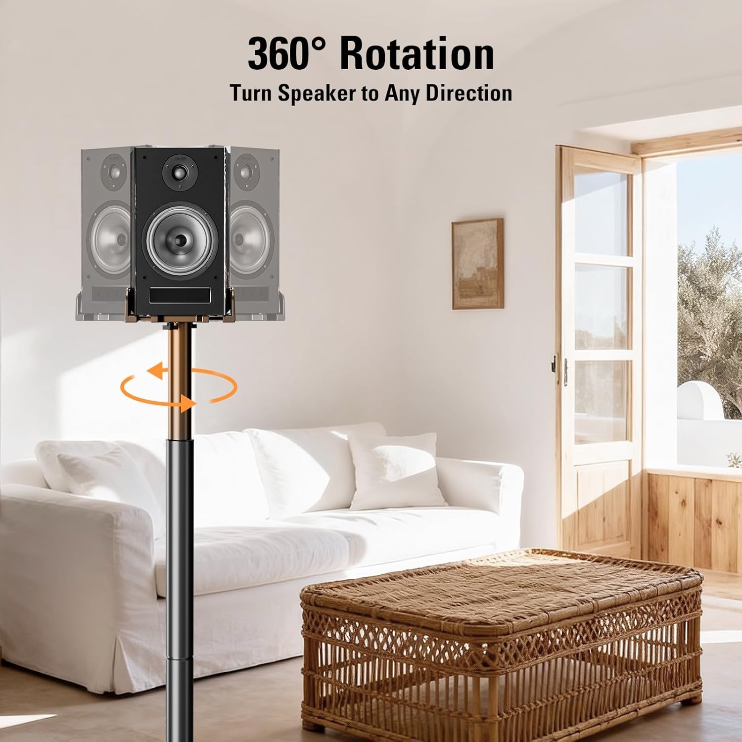 image:imageELIVED Universal Speaker Stand Pair 31 Inch Height Bookshelf Speaker Stands for Satellite Speaker Large Speaker Up to 22 lbs Surround Sound Speaker Stand with Cable Management BlackHeight 34433