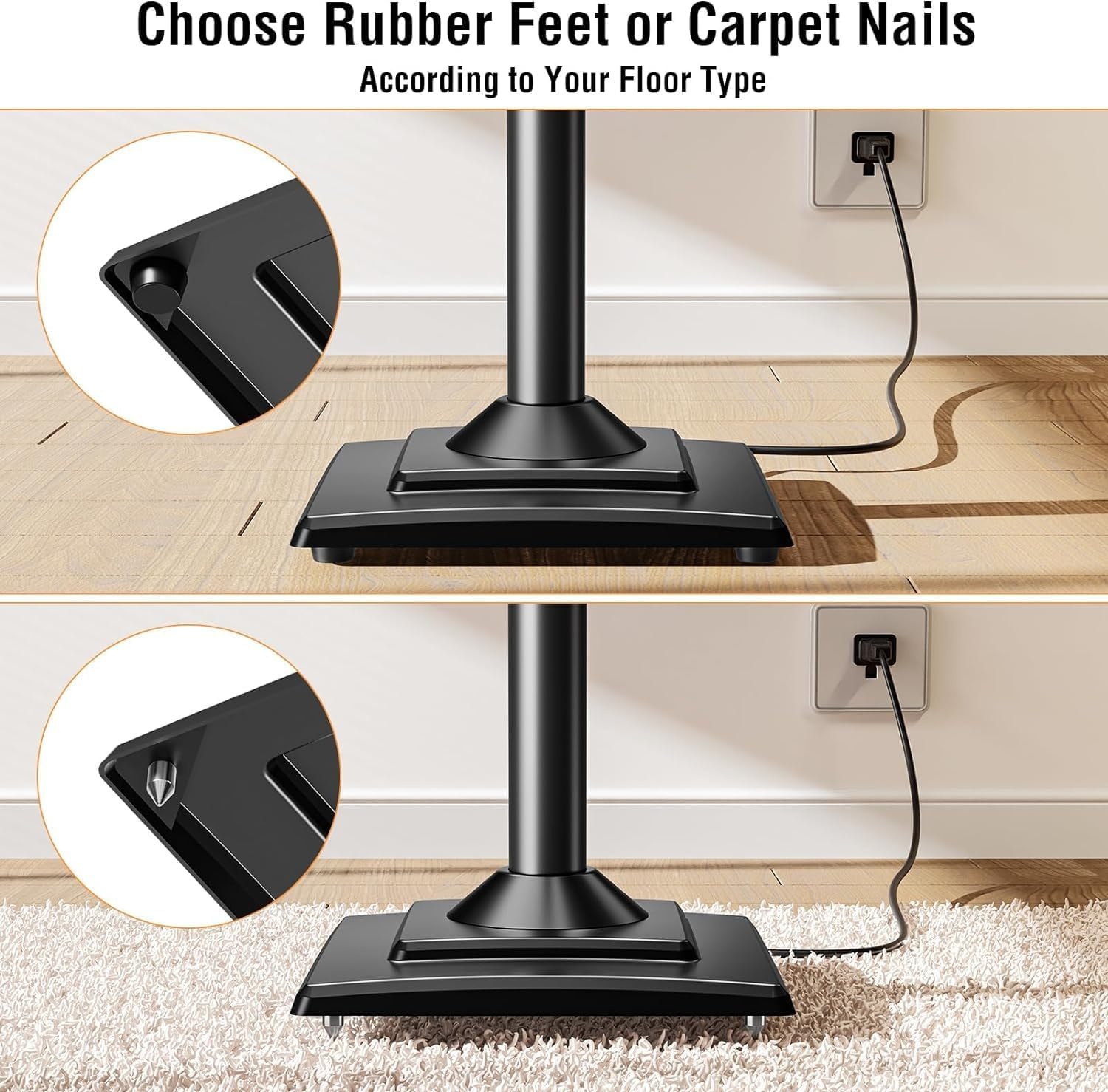 image:imageELIVED Universal Speaker Stand Pair 31 Inch Height Bookshelf Speaker Stands for Satellite Speaker Large Speaker Up to 22 lbs Surround Sound Speaker Stand with Cable Management BlackHeight 34433