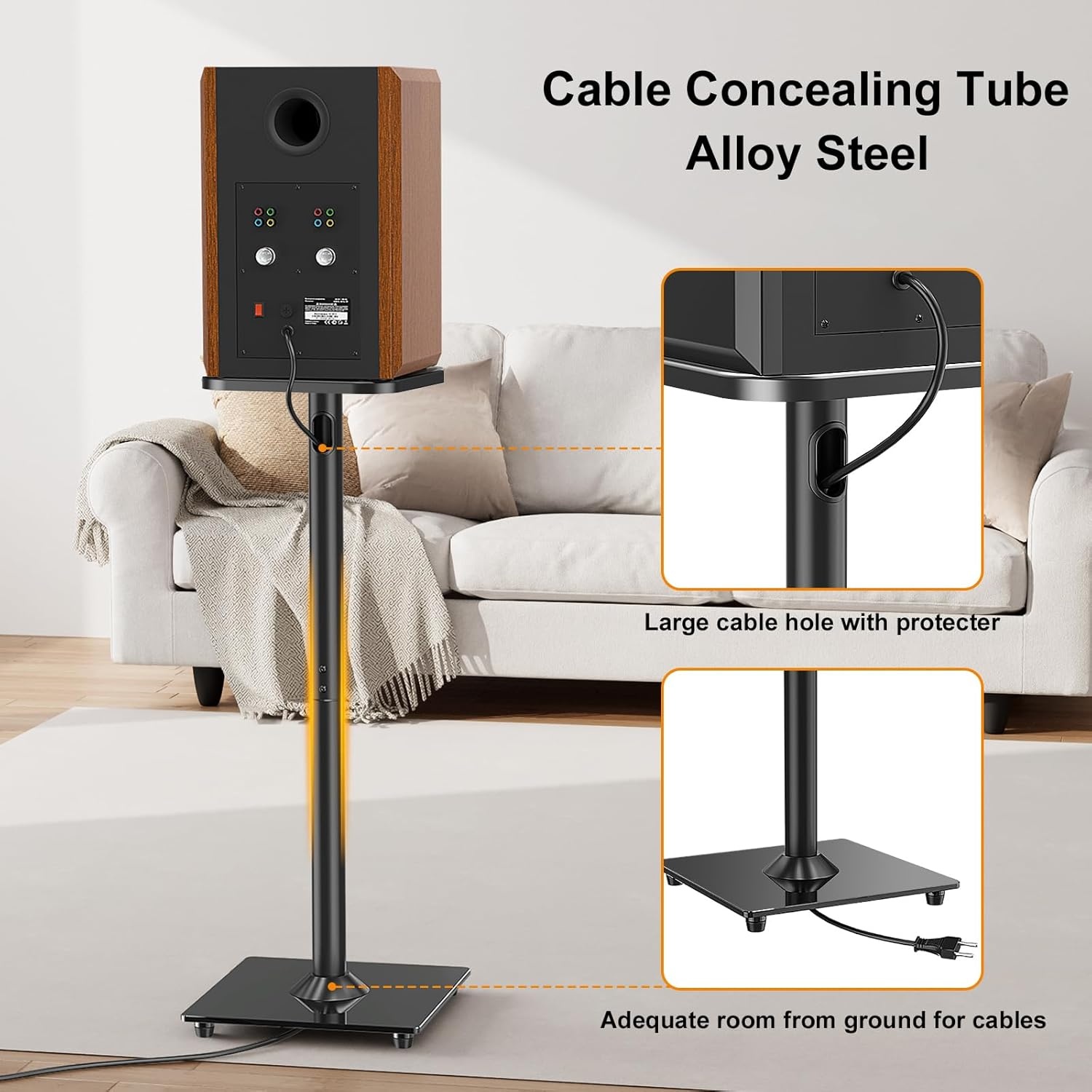 image:imageELIVED Universal Speaker Stand Pair 31 Inch Height Bookshelf Speaker Stands for Satellite Speaker Large Speaker Up to 22 lbs Surround Sound Speaker Stand with Cable Management BlackHeight 31