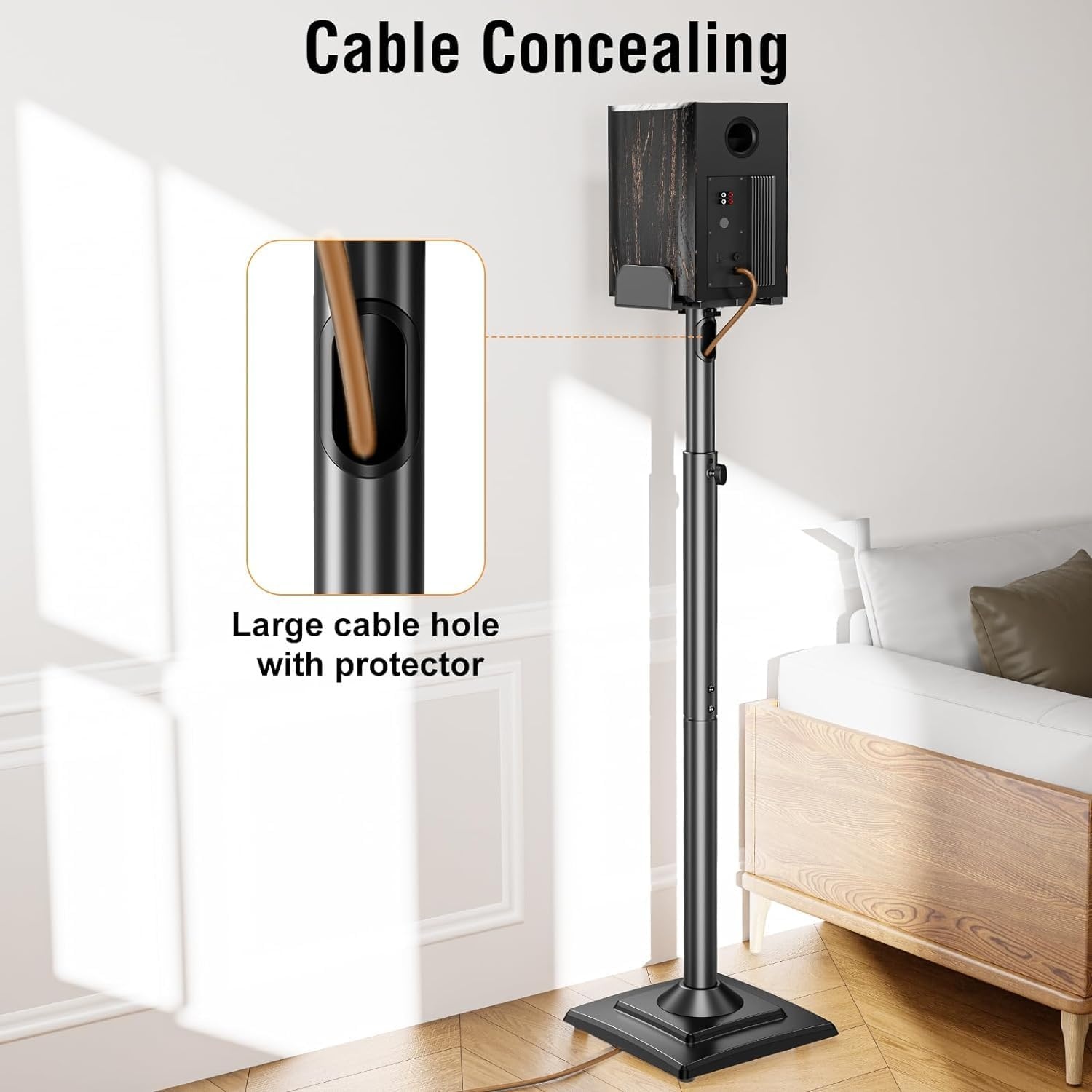 image:imageELIVED Universal Speaker Stand Pair 31 Inch Height Bookshelf Speaker Stands for Satellite Speaker Large Speaker Up to 22 lbs Surround Sound Speaker Stand with Cable Management BlackHeight 34433