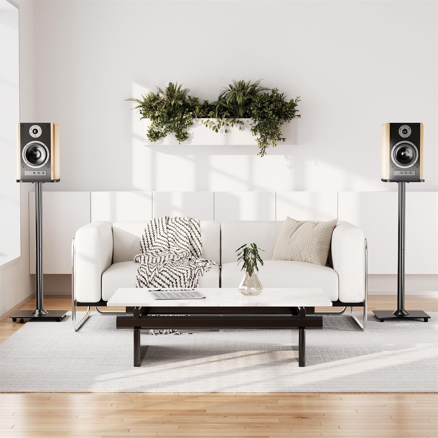 image:imageELIVED Universal Speaker Stand Pair 31 Inch Height Bookshelf Speaker Stands for Satellite Speaker Large Speaker Up to 22 lbs Surround Sound Speaker Stand with Cable Management BlackHeight 31