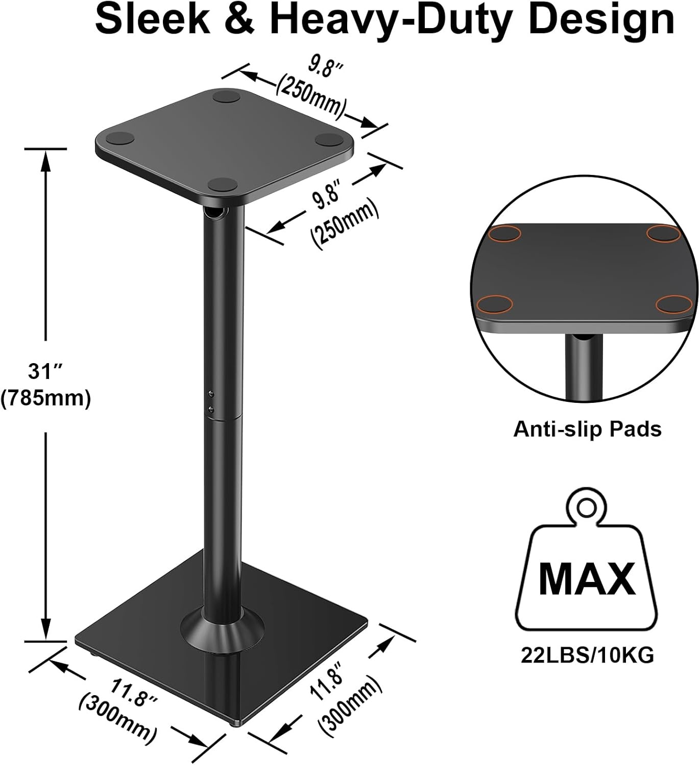 image:imageELIVED Universal Speaker Stand Pair 31 Inch Height Bookshelf Speaker Stands for Satellite Speaker Large Speaker Up to 22 lbs Surround Sound Speaker Stand with Cable Management BlackHeight 31