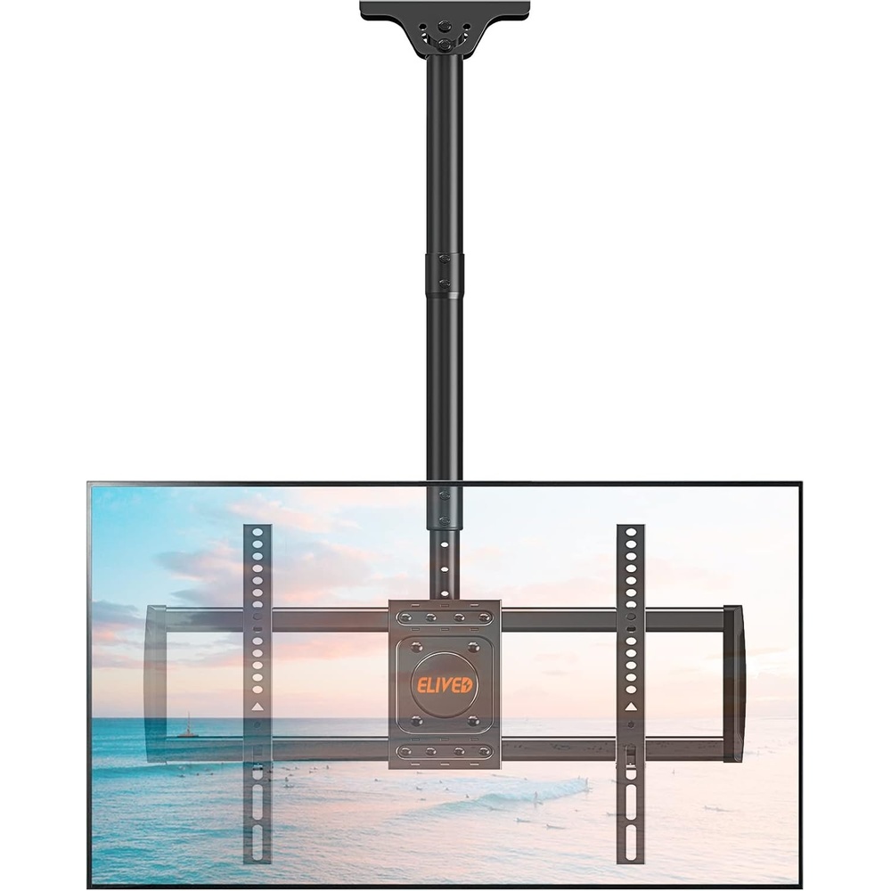 image:imageELIVED Ceiling TV Mount for Most 3775 Inch FlatCurved TVs Height Adjustable Ceiling Mount for Flat Pitched Roof Hanging TV Bracket 360 Swivel Full Motion Holds up to 110 lbs Max VESA 600x400mmHeight 606