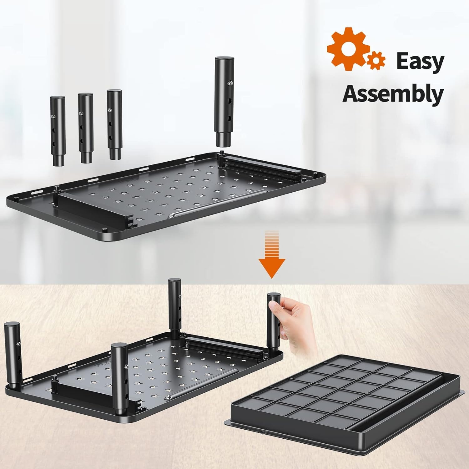 image:imageELIVED 2 Pack Monitor Stand Riser with Drawer 3 Height Adjustable Monitor Stand with Storage Desktop Monitor Riser for Computer Laptop Notebook PrinterBlack