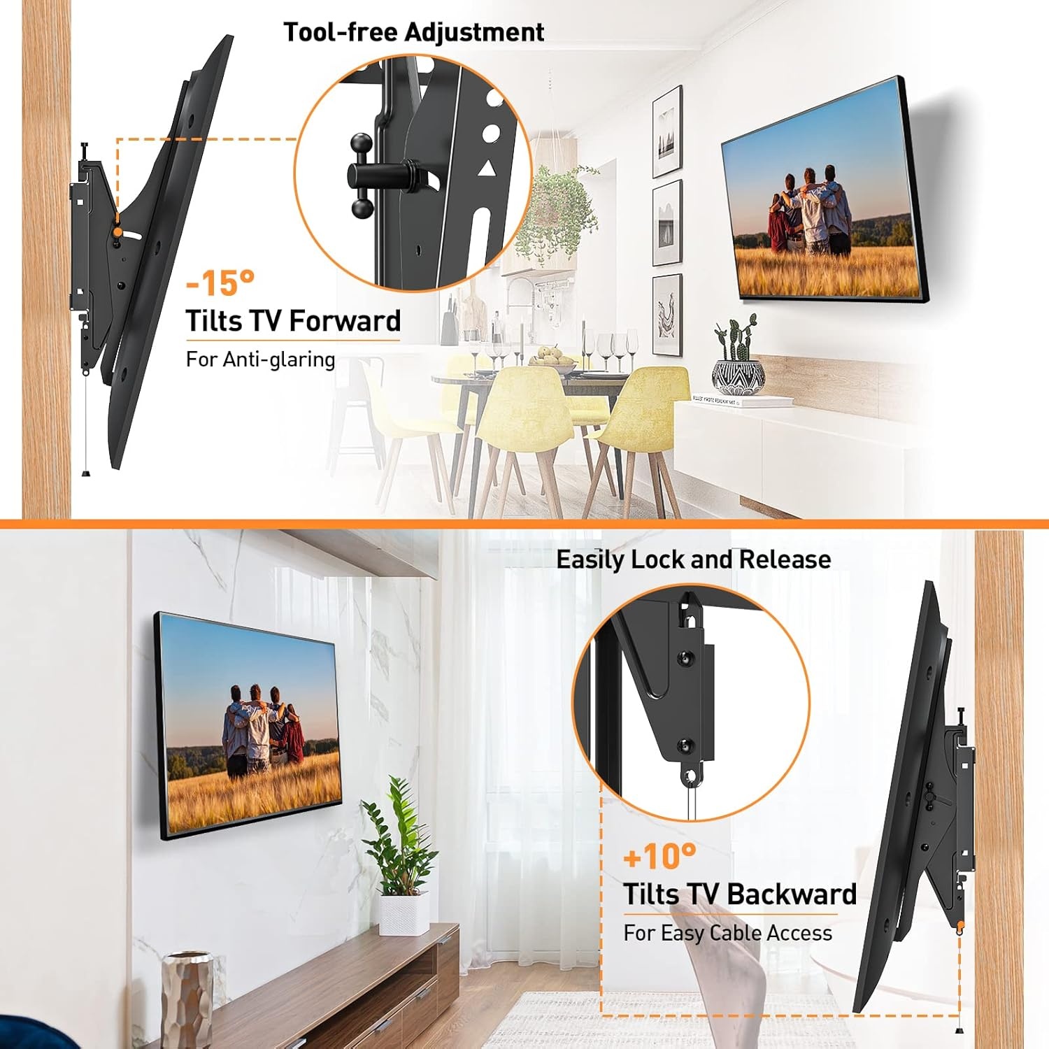 image:imageELIVED TV Wall Mount for Most 3784 Inch TVs Max Load Capacity 120 lbs Tilting tv Mount with Level Adjustment Wall Brackets Max VESA 600x400mm Fits 1624 Inch Studs