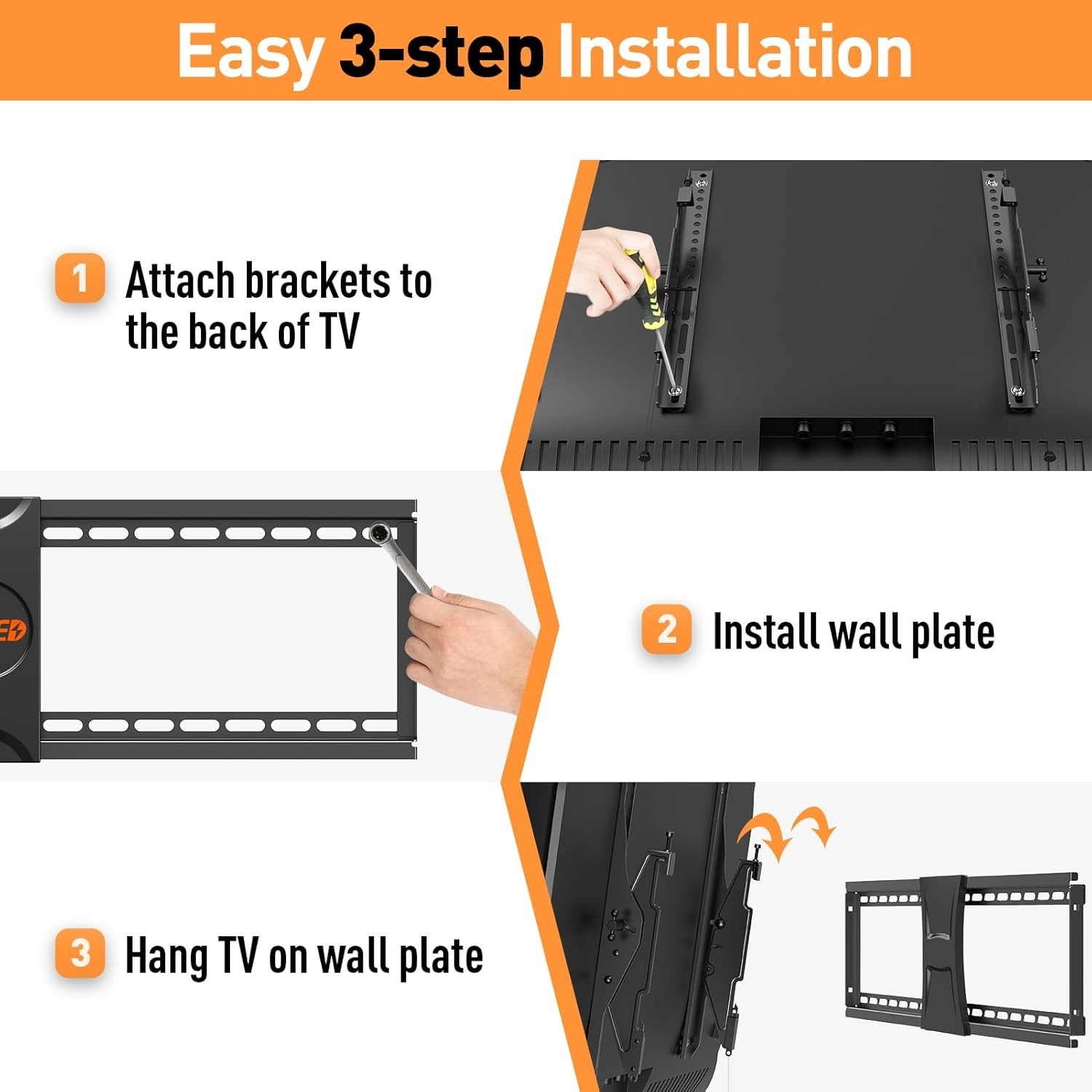image:imageELIVED TV Wall Mount for Most 3784 Inch TVs Max Load Capacity 120 lbs Tilting tv Mount with Level Adjustment Wall Brackets Max VESA 600x400mm Fits 1624 Inch Studs