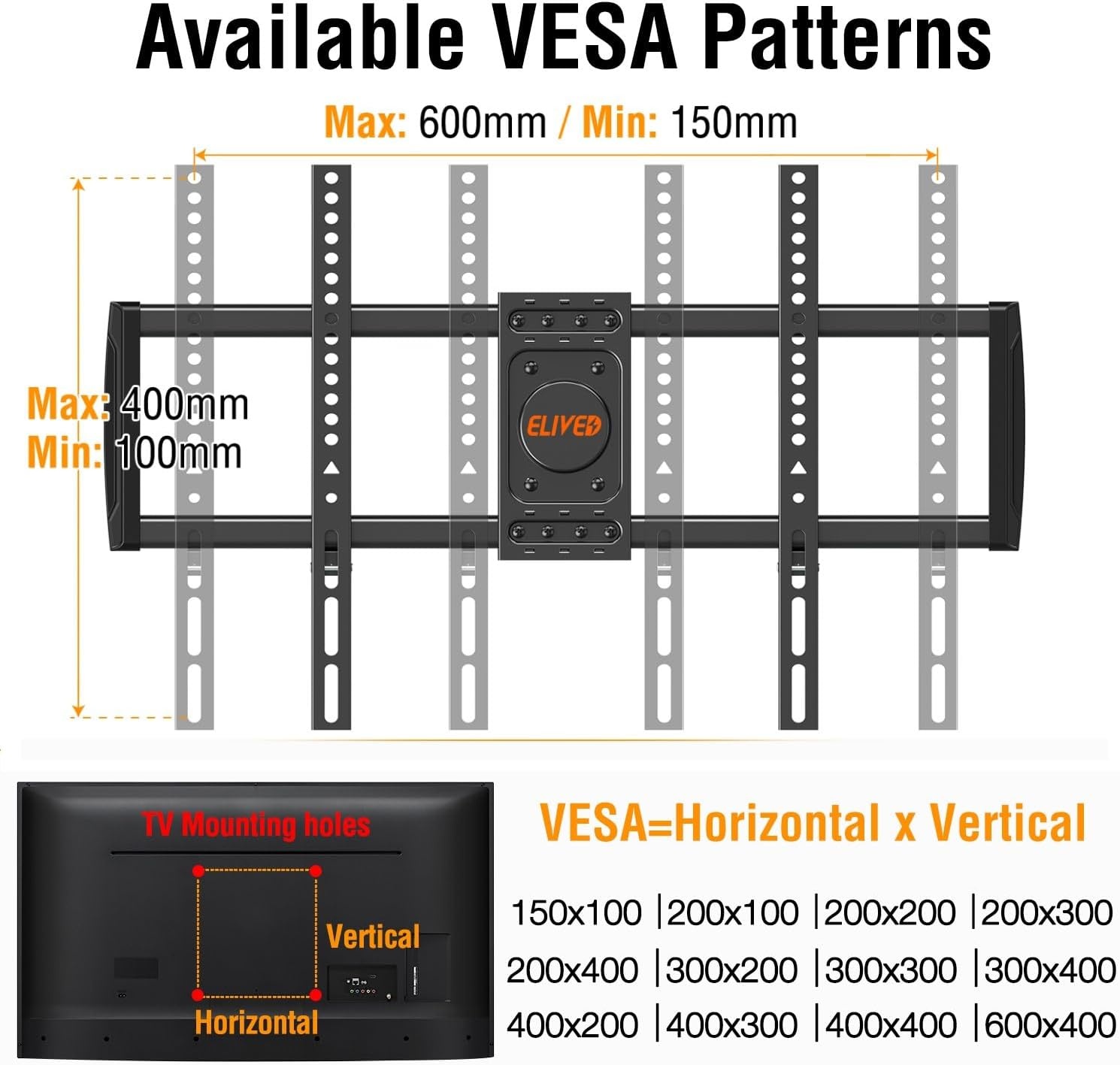 image:imageELIVED Ultra Slim TV Wall Mount for Most 2660 Inch tvs Low Profile TV Mount Full Moiton Wall Mount Bracket Swivel and Tilt Max VESA 400x400mm Holds up to 88 lbs Fits 16 Wood StudsTV 3782 Smooth Motion