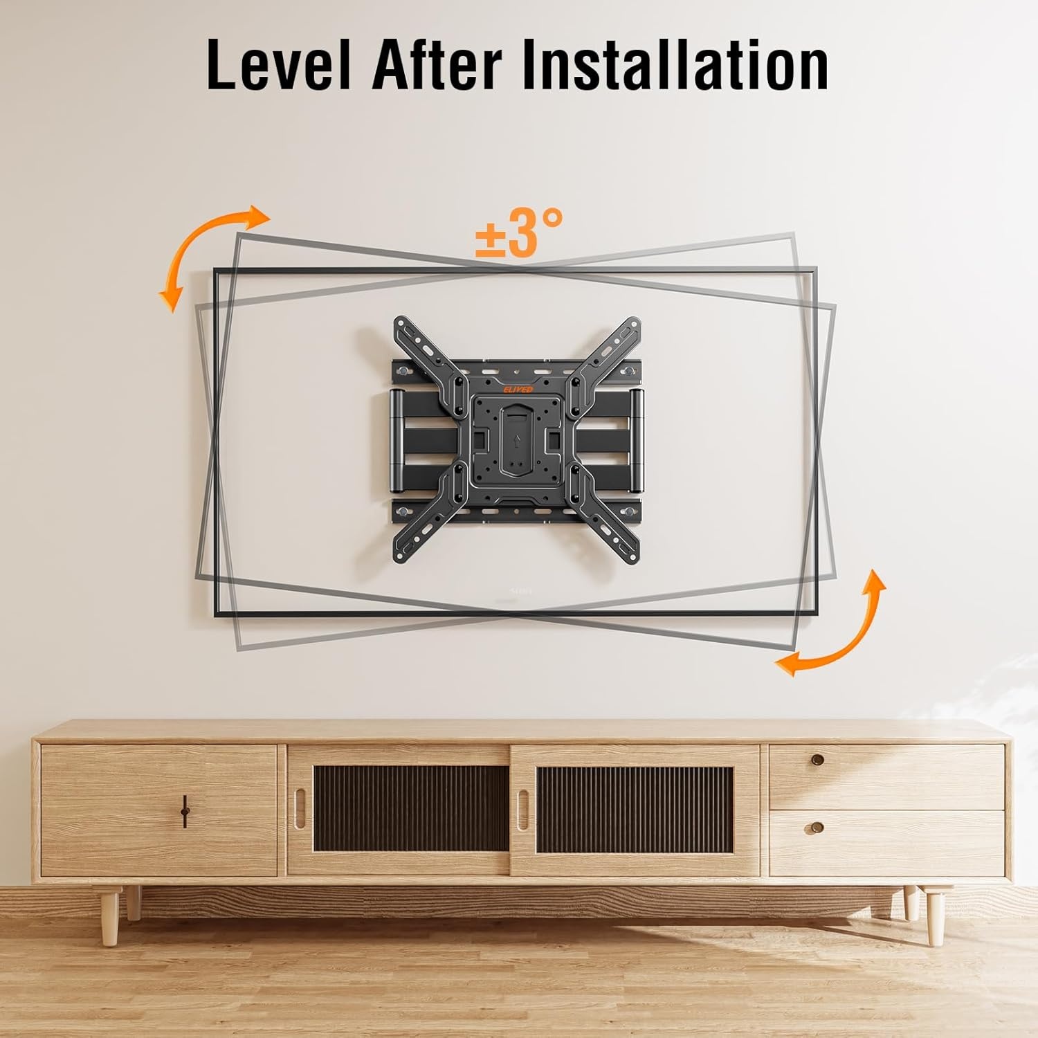 image:imageELIVED Ultra Slim TV Wall Mount for Most 2660 Inch tvs Low Profile TV Mount Full Moiton Wall Mount Bracket Swivel and Tilt Max VESA 400x400mm Holds up to 88 lbs Fits 16 Wood StudsTV 2660 Ultra Slim