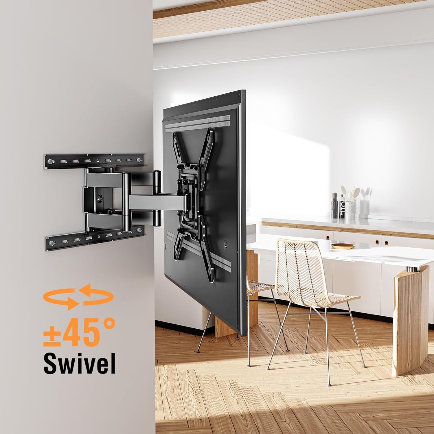 image:imageELIVED Ultra Slim TV Wall Mount for Most 2660 Inch tvs Low Profile TV Mount Full Moiton Wall Mount Bracket Swivel and Tilt Max VESA 400x400mm Holds up to 88 lbs Fits 16 Wood StudsTV 2660 Ultra Slim