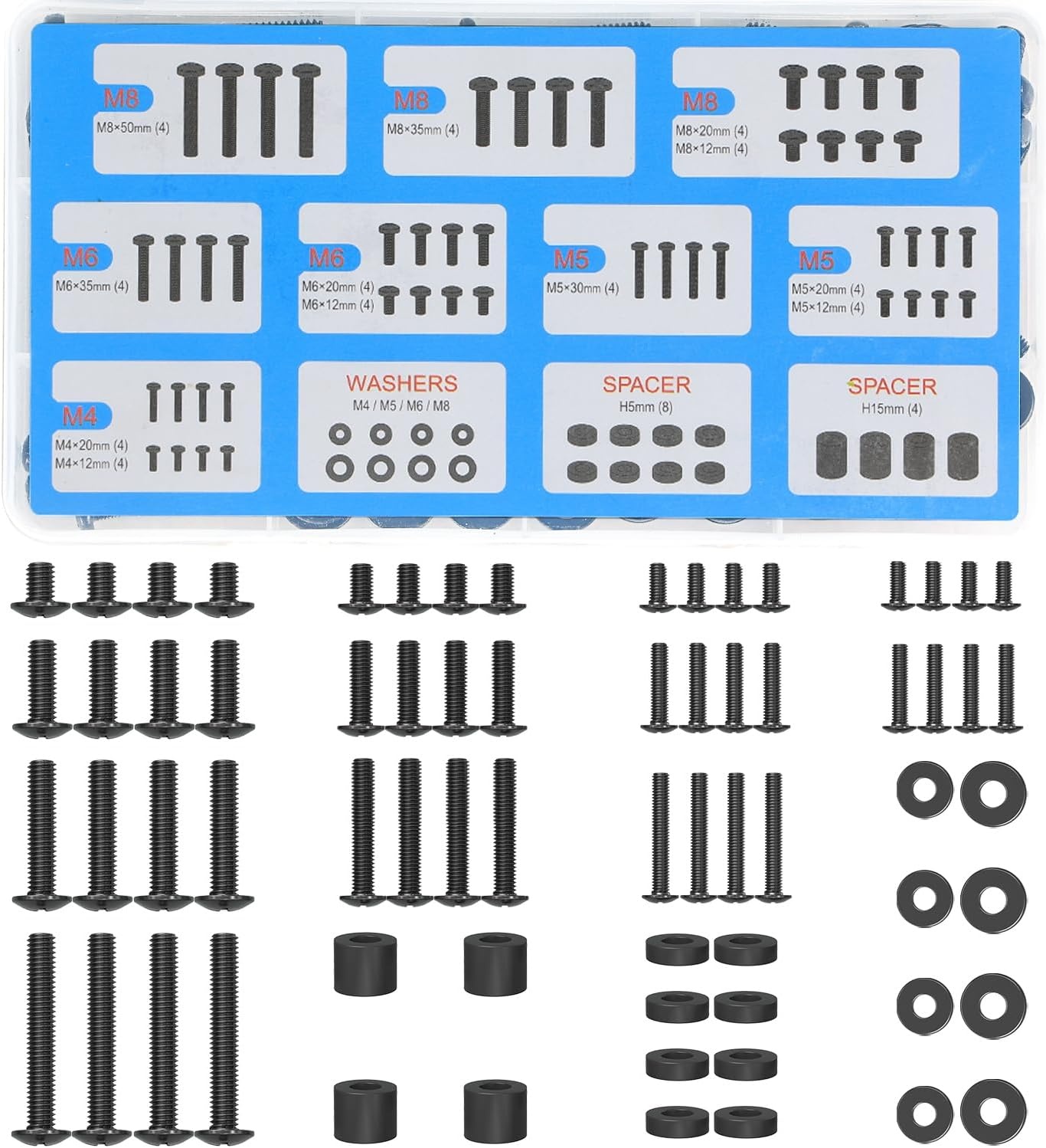 image:imageELIVED Universal TV Mounting Hardware Kit Set with Box Includes M4 M5 M6 M8 Screws Washers Spacers Replacement Screws for TV VESA Mounting Fit Most FlatCurved TVMonitor up to 80 Inch
