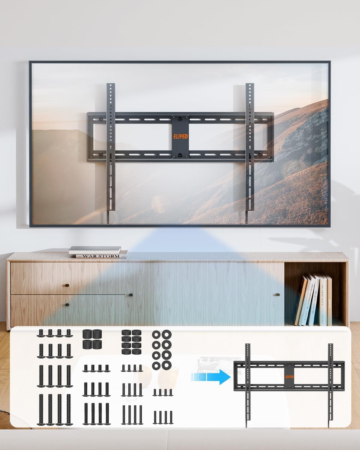 image:imageELIVED Universal TV Mounting Hardware Kit Set with Box Includes M4 M5 M6 M8 Screws Washers Spacers Replacement Screws for TV VESA Mounting Fit Most FlatCurved TVMonitor up to 80 Inch