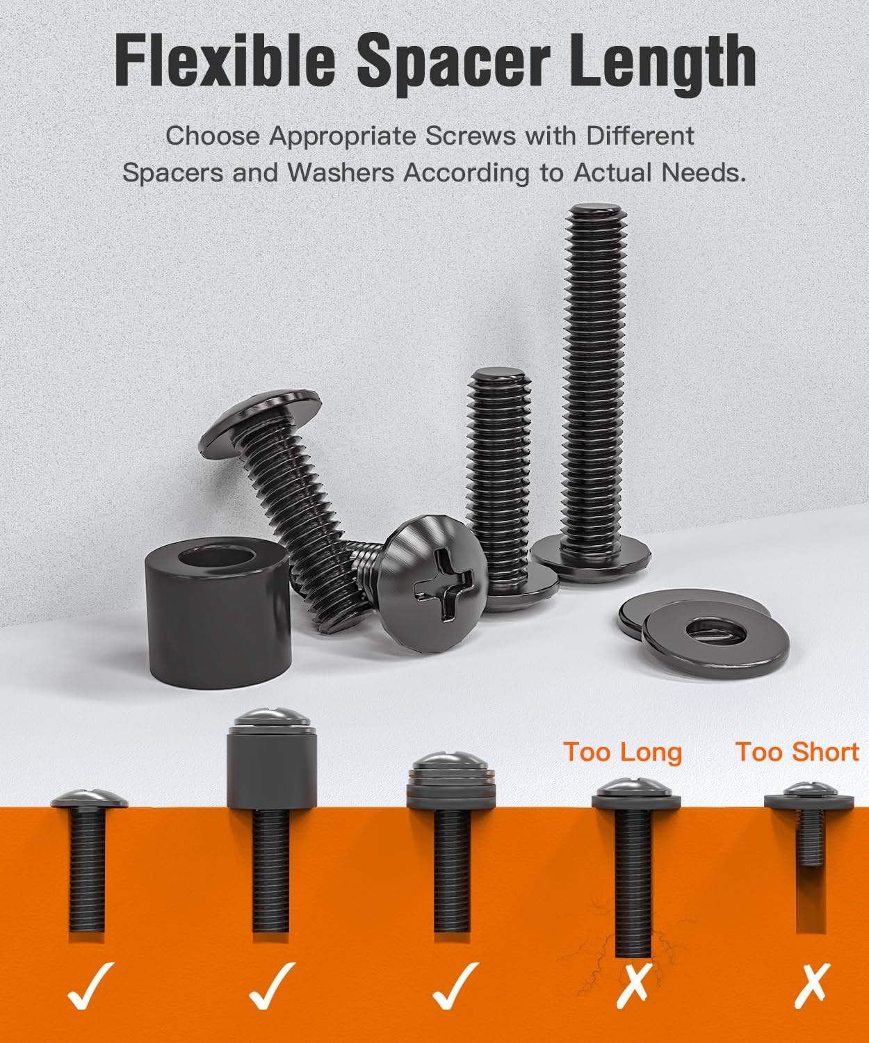 image:imageELIVED Universal TV Mounting Hardware Kit with Box M4 M6 M8 Screws and Washers Spacers Replacement Screws Set for Most Flat Curved TV Monitors