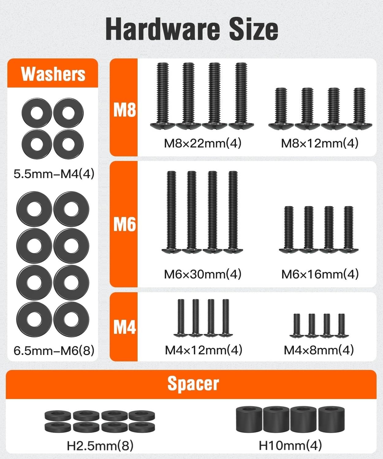 image:imageELIVED Universal TV Mounting Hardware Kit with Box M4 M6 M8 Screws and Washers Spacers Replacement Screws Set for Most Flat Curved TV Monitors